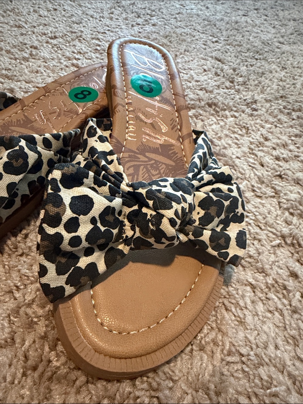 Blowfish Leopard Print Knot Slide Sandals - Black & Cream - Picture 3 of 5